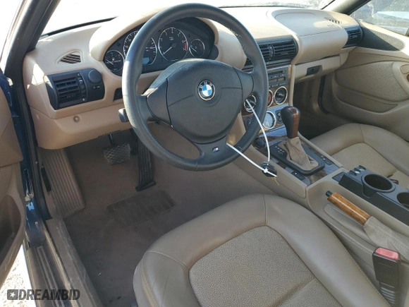 2001 BMW Z3 2.5i with VIN WBACN33421LM01058, listed as a Copart auction lot 69644504 with 31,198 mi miles and Salvage Title. Bid and sale history available at carsss.com. Image 8.