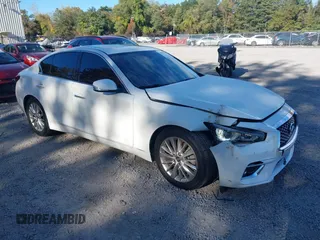 2019 Infiniti Q50 3.0t LUXE with VIN JN1EV7AR9KM559378, listed as a IAAI auction lot 40496546 with 46,433 mi miles. Bid and sale history available at carsss.com. Image 1.