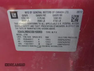 2013 GMC Terrain SLE with VIN 2GKALMEK3D6156869, listed as a IAAI auction lot 42491120 with 115,693 mi miles and . Bid and sale history available at DreamBid. Image 9.
