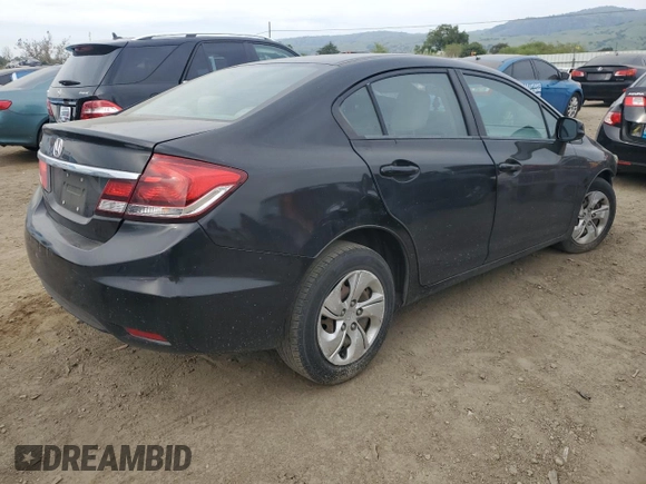 2013 Honda Civic LX with VIN 19XFB2F54DE233976, listed as a Copart auction lot 50965575 with 155,571 mi miles and Salvage Title. Bid and sale history available at DreamBid. Image 3.
