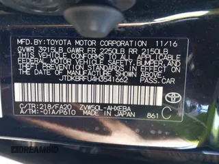 2017 Toyota Prius Two with VIN JTDKBRFU4H3541662, listed as a IAAI auction lot 42316969 with 84,815 mi miles and . Bid and sale history available at DreamBid. Image 9.
