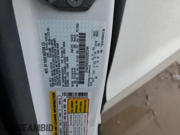2016 Ford Fusion SE with VIN 3FA6P0HD3GR202344, listed as a Copart auction lot 43693935 with Not Provided miles and Salvage Title. Bid and sale history available at DreamBid. Image 12.