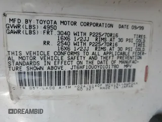 2000 Lexus RX 300 with VIN JT6HF10U0Y0101780, listed as a Copart auction lot 76638894 with 0 mi miles and Clean Title. Bid and sale history available at carsss.com. Image 13.