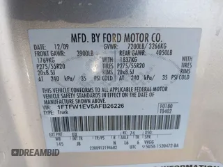 2010 Ford F-150 XL with VIN 1FTFW1EV5AFB26226, listed as a IAAI auction lot 41434731 with 159,824 mi miles and . Bid and sale history available at carsss.com. Image 9.