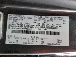 2015 Ford Escape Titanium with VIN 1FMCU9J92FUA62323, listed as a Copart auction lot 85826724 with 108,315 mi miles and Salvage Title. Bid and sale history available at carsss.com. Image 15.