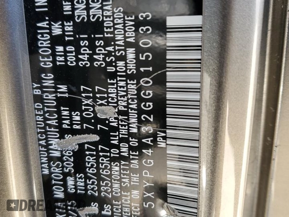 2016 Kia Sorento LX with VIN 5XYPG4A32GG015033, listed as a Copart auction lot 45699595 with 146,825 mi miles and Salvage Title. Bid and sale history available at carsss.com. Image 14.