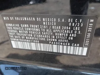 2024 Volkswagen Jetta Sport with VIN 3VWBM7BU6RM011808, listed as a IAAI auction lot 42082762 with 4,656 mi miles and . Bid and sale history available at DreamBid. Image 9.