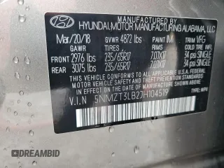 2018 Hyundai Santa Fe 2.4L z VIN 5NMZT3LB2JH104519, wystawiony jako Copart lot #60915715 z przebiegiem Nie podano mil oraz Szkoda całkowita • Salvage title. Historia ofert i sprzedaży dostępna na DreamBid. Obrazek 12.