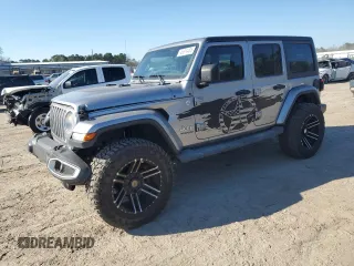 2019 Jeep Wrangler Unlimited Sahara with VIN 1C4HJXEN6KW600129, listed as a Copart auction lot 45814405 with 110,004 mi miles and Salvage Title. Bid and sale history available at carsss.com. Image 1.
