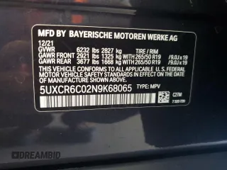 2022 BMW X5 xDrive40i with VIN 5UXCR6C02N9K68065, listed as a Copart auction lot 65119715 with 90,666 mi miles and Clean title. Bid and sale history available at DreamBid. Image 13.