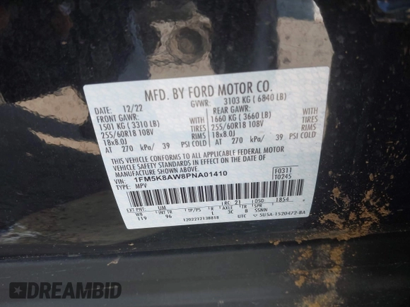 2023 Ford Police Interceptor Utility z VIN 1FM5K8AW8PNA01410, wystawiony jako IAAI lot #41623905 z przebiegiem 24 978 mil mil oraz . Historia ofert i sprzedaży dostępna na DreamBid. Obrazek 9.
