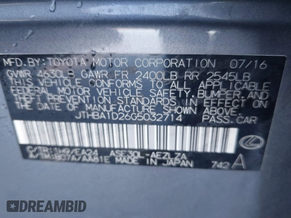 2016 Lexus IS 200t z VIN JTHBA1D26G5032714, wystawiony jako IAAI lot #41502251 z przebiegiem Nie podano mil oraz . Historia ofert i sprzedaży dostępna na DreamBid. Obrazek 9.