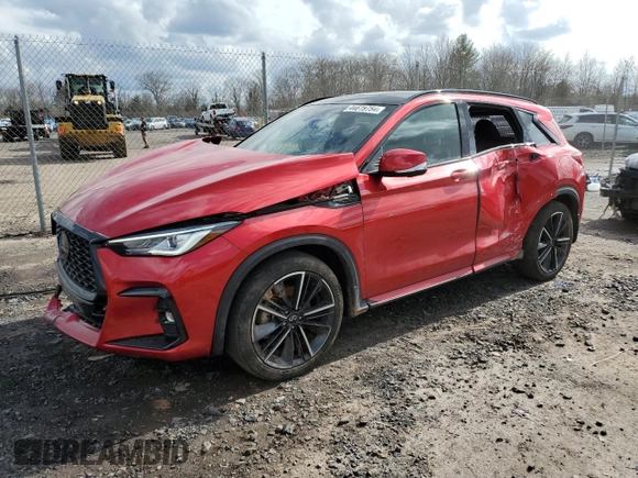 2023 Infiniti QX50 Sport with VIN 3PCAJ5FB8PF115450, listed as a Copart auction lot 44619754 with 29,605 mi miles and Salvage Title. Bid and sale history available at DreamBid. Image 1.