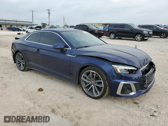 2021 Audi A5 S line Premium Plus z VIN WAUTAAF56MA019040, wystawiony jako Copart lot #51706225 z przebiegiem 47 587 mil mil oraz Szkoda całkowita • Salvage title. Historia ofert i sprzedaży dostępna na DreamBid. Obrazek 4.