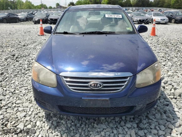 2009 Kia Spectra EX with VIN KNAFE222X95604934, listed as a Copart auction lot 53872145 with 86,838 mi miles and Clean Title. Bid and sale history available at carsss.com. Image 5.
