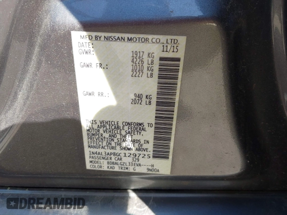 2016 Nissan Altima SR z VIN 1N4AL3AP8GC129725, wystawiony jako IAAI lot #41978789 z przebiegiem 44 144 mil mil oraz . Historia ofert i sprzedaży dostępna na DreamBid. Obrazek 9.