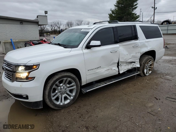 2020 Chevrolet Suburban Premier with VIN 1GNSKJKJ9LR123382, listed as a Copart auction lot 86950554 with 45,616 mi miles and Salvage Title. Bid and sale history available at carsss.com. Image 1.