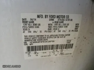 2014 Ford Explorer Limited with VIN 1FM5K8F87EGC28759, listed as a Copart auction lot 47454405 with 160,806 mi miles and Salvage Title. Bid and sale history available at carsss.com. Image 14.
