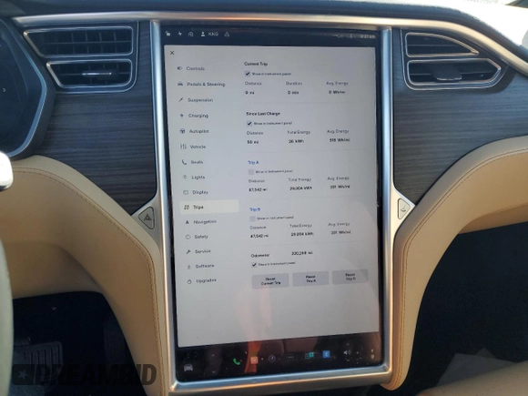2016 Tesla Model X 70D with VIN 5YJXCAE29GF004033, listed as a Copart auction lot 49673975 with 220,259 mi miles and Salvage Title. Bid and sale history available at DreamBid. Image 9.