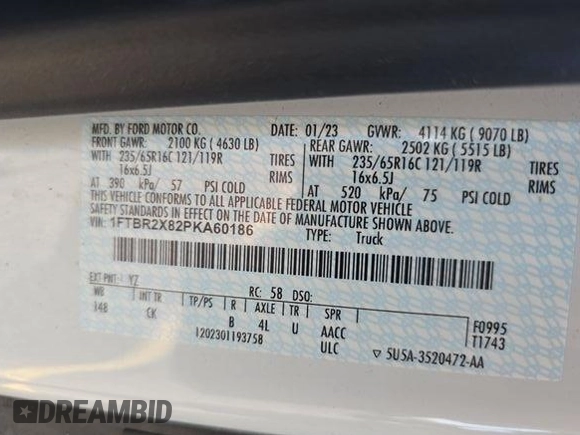 2023 Ford Transit Cargo с VIN 1FTBR2X82PKA60186, выставлен на аукционе IAAI как лот 42573161 с пробегом 47 202 миль миль и . История ставок и продаж доступна на DreamBid. Изображение 31.