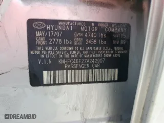 2007 Hyundai Azera SE with VIN KMHFC46F27A242907, listed as a Copart auction lot 75424854 with 151,576 mi miles and Salvage Title. Bid and sale history available at carsss.com. Image 13.