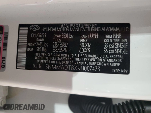 2024 Genesis GV70 2.5T with VIN 5NMMADTBXRH007473, listed as a Copart auction lot 65153955 with 11,994 mi miles and Salvage title. Bid and sale history available at DreamBid. Image 13.