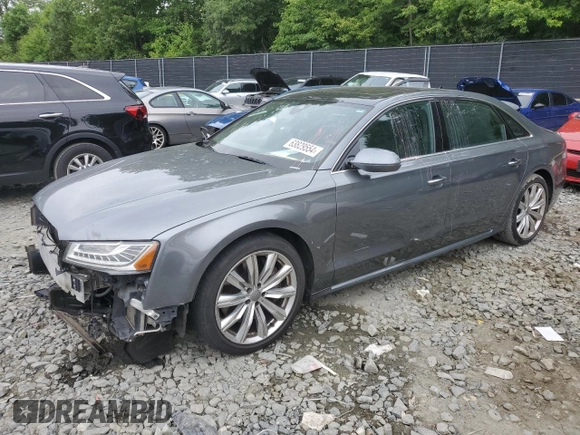 2016 Audi A8 L 4.0T Sport with VIN WAU43AFD0GN010739, listed as a Copart auction lot 63829554 with 201,213 mi miles and Salvage Title. Bid and sale history available at carsss.com. Image 1.