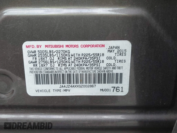 2016 Mitsubishi Outlander GT z VIN JA4JZ4AXXGZ002867, wystawiony jako IAAI lot #42327299 z przebiegiem 85 538 mil mil oraz . Historia ofert i sprzedaży dostępna na DreamBid. Obrazek 9.