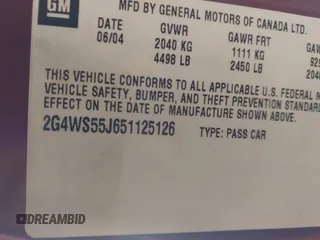 2005 Buick Century Custom with VIN 2G4WS55J651125126, listed as a IAAI auction lot 42184491 with 167,330 mi miles and . Bid and sale history available at carsss.com. Image 9.