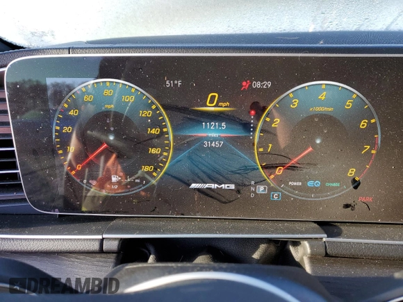 2021 Mercedes-Benz GLE 53 AMG with VIN 4JGFB6BB6MA575009, listed as a Copart auction lot 75105844 with 31,457 mi miles and Salvage title. Bid and sale history available at DreamBid. Image 9.