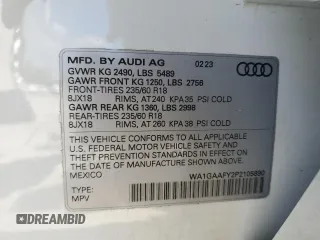 2023 Audi Q5 S line Premium z VIN WA1GAAFY2P2105890, wystawiony jako Copart lot #55735335 z przebiegiem 23 726 mil mil oraz Szkoda całkowita • Salvage title. Historia ofert i sprzedaży dostępna na DreamBid. Obrazek 13.