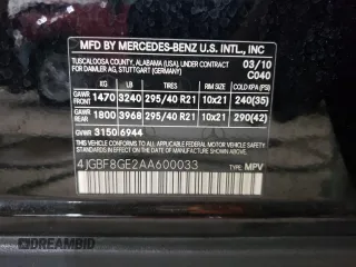 2010 Mercedes-Benz GL-Class GL 550 with VIN 4JGBF8GE2AA600033, listed as a Copart auction lot 67425294 with 153,180 mi miles and Salvage Title. Bid and sale history available at carsss.com. Image 13.