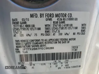 2015 Ford F-250 XLT z VIN 1FT7X2B67FEC98288, wystawiony jako Copart lot #56031615 z przebiegiem 99 928 mil mil oraz Czysty tytuł • Clean title. Historia ofert i sprzedaży dostępna na DreamBid. Obrazek 12.
