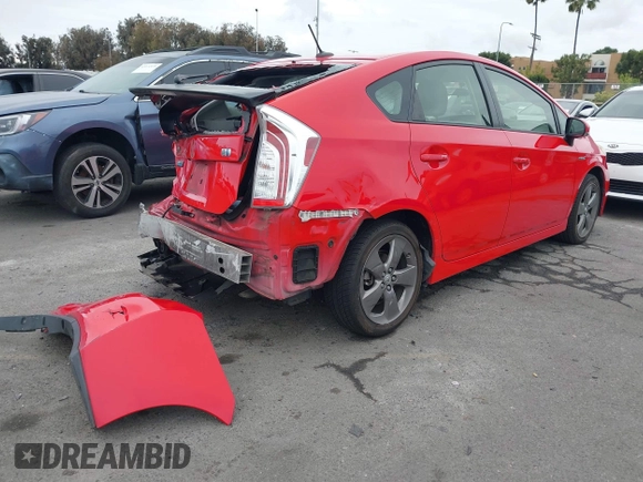 2015 Toyota Prius Four with VIN JTDKN3DU9F0400107, listed as a IAAI auction lot 42068273 with 100,915 mi miles. Bid and sale history available at carsss.com. Image 4.