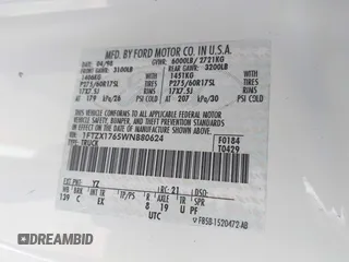 1998 Ford F-150 с VIN 1FTZX1765WNB80624, выставлен на аукционе IAAI как лот 41941406 с пробегом 190 141 миль миль и . История ставок и продаж доступна на DreamBid. Изображение 9.