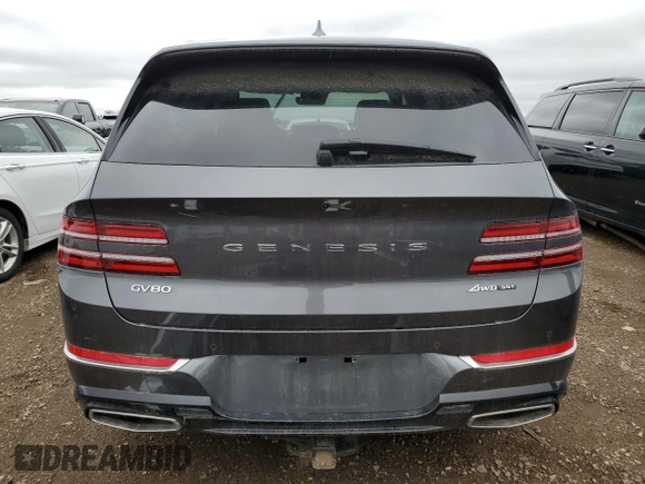 2022 Genesis GV80 with VIN KMUHCESC0NU083165, listed as a Copart auction lot 55518125 with Not provided miles and Salvage title. Bid and sale history available at DreamBid. Image 6.