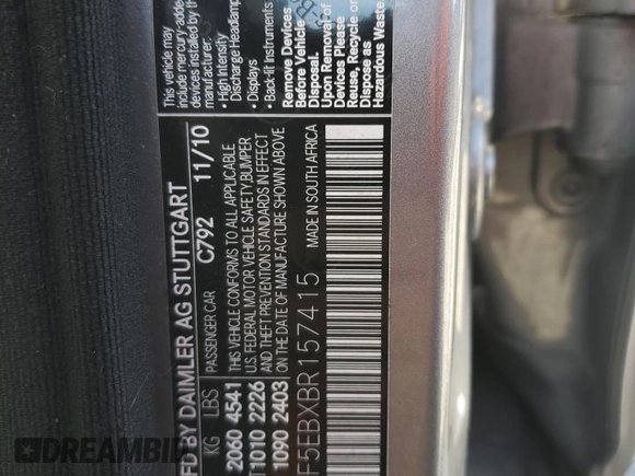 2011 Mercedes-Benz C 300 Sport с VIN WDDGF5EBXBR157415, выставлен на аукционе Copart как лот 46500545 с пробегом 142 927 миль миль и Чистый • Clean title. История ставок и продаж доступна на DreamBid. Изображение 12.