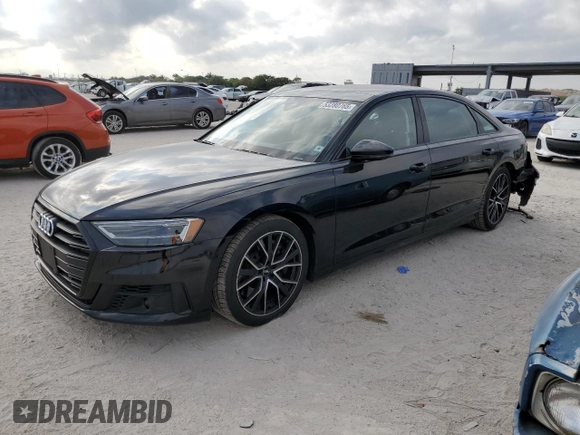 2020 Audi A8 z VIN WAU8EAF84LN004211, wystawiony jako Copart lot #53280765 z przebiegiem 66 930 mil mil oraz Szkoda całkowita • Salvage title. Historia ofert i sprzedaży dostępna na DreamBid. Obrazek 1.