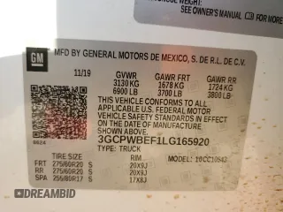 2020 Chevrolet Silverado 1500 Custom with VIN 3GCPWBEF1LG165920, listed as a Copart auction lot 81348844 with 67,801 mi miles and Salvage Title. Bid and sale history available at carsss.com. Image 13.