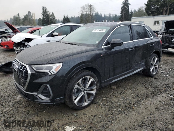 2020 Audi Q3 S line Prestige with VIN WA1FECF35L1122408, listed as a Copart auction lot 82124404 with 29,350 mi miles and Salvage Title. Bid and sale history available at carsss.com. Image 1.