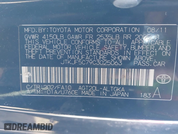 2012 Scion tC z VIN JTKJF5C79C3025063, wystawiony jako IAAI lot #41679076 z przebiegiem 153 272 mil mil oraz . Historia ofert i sprzedaży dostępna na DreamBid. Obrazek 9.