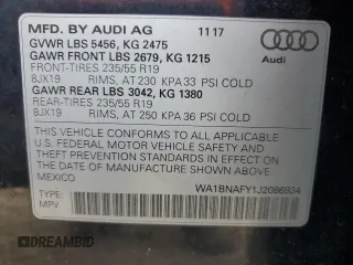 2018 Audi Q5 Premium Plus with VIN WA1BNAFY1J2086934, listed as a Copart auction lot 36652763 with 93,787 mi miles. Bid and sale history available at carsss.com. Image 15.