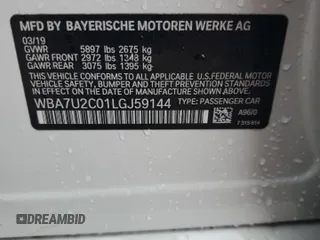 2020 BMW 7 Series 750i xDrive with VIN WBA7U2C01LGJ59144, listed as a Copart auction lot 58518693 with 71,119 mi miles. Bid and sale history available at carsss.com. Image 10.