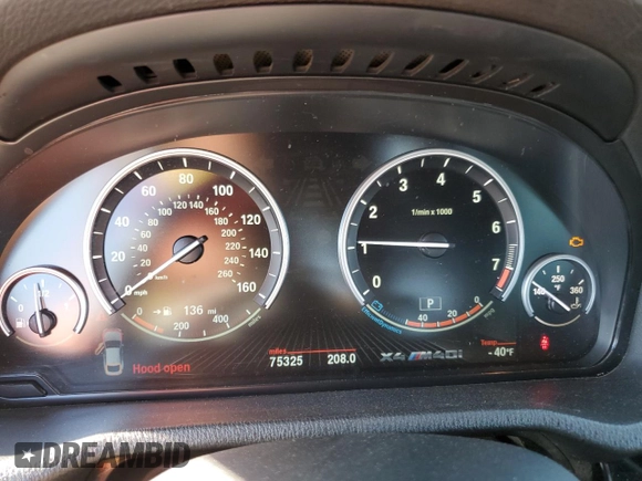 2017 BMW X4 M40i with VIN 5UXXW7C57H0U25965, listed as a Copart auction lot 72104593 with 75,325 mi miles. Bid and sale history available at carsss.com. Image 9.