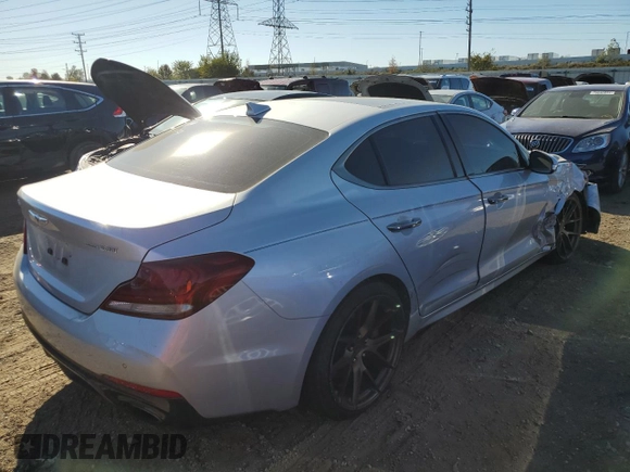 2019 Genesis G70 3.3T Advanced with VIN KMTG34LE1KU014443, listed as a Copart auction lot 76168624 with 44,300 mi miles and Salvage Title. Bid and sale history available at carsss.com. Image 3.
