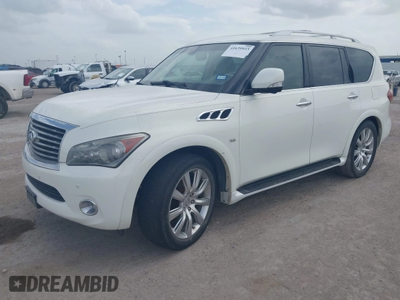 2014 Infiniti QX80 with VIN JN8AZ2NF4E9552823, listed as a IAAI auction lot 42639923 with 176,732 mi miles and . Bid and sale history available at DreamBid. Image 2.