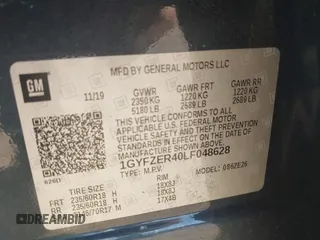 2020 Cadillac XT4 FWD Sport with VIN 1GYFZER40LF048628, listed as a IAAI auction lot 39985771 with 61,030 mi miles. Bid and sale history available at carsss.com. Image 9.