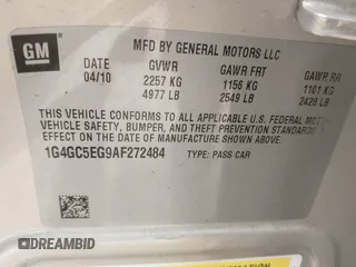 2010 Buick LaCrosse CXL with VIN 1G4GC5EG9AF272484, listed as a IAAI auction lot 42450252 with 80,252 mi miles and . Bid and sale history available at DreamBid. Image 9.