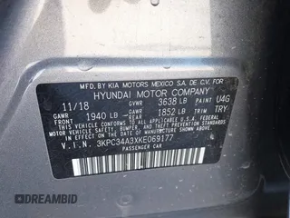 2019 Hyundai Accent Limited with VIN 3KPC34A3XKE069177, listed as a IAAI auction lot 40821291 with 90,855 mi miles. Bid and sale history available at carsss.com. Image 9.