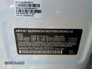 2017 BMW X1 xDrive28i with VIN WBXHT3C34H5F70315, listed as a Copart auction lot 40435943 with 0 mi miles. Bid and sale history available at carsss.com. Image 12.